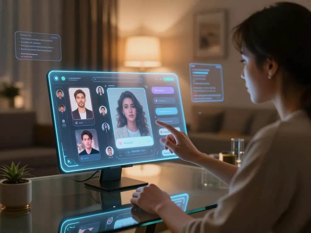 Engaging with an AI slut chatbot in a futuristic digital environment.