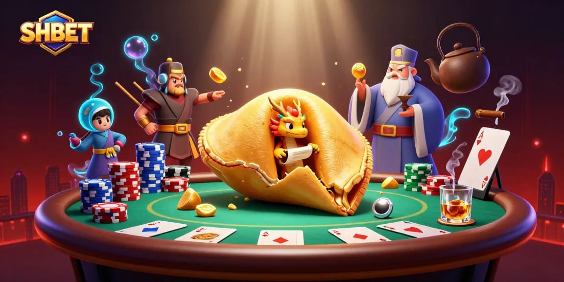 Engage with SHBET’s vibrant gaming atmosphere, featuring a whimsical casino scene with gold-themed elements.