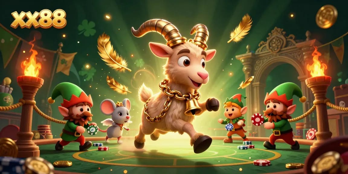 Engage in exciting games at xx88, where festive characters and thrilling casino elements come alive.