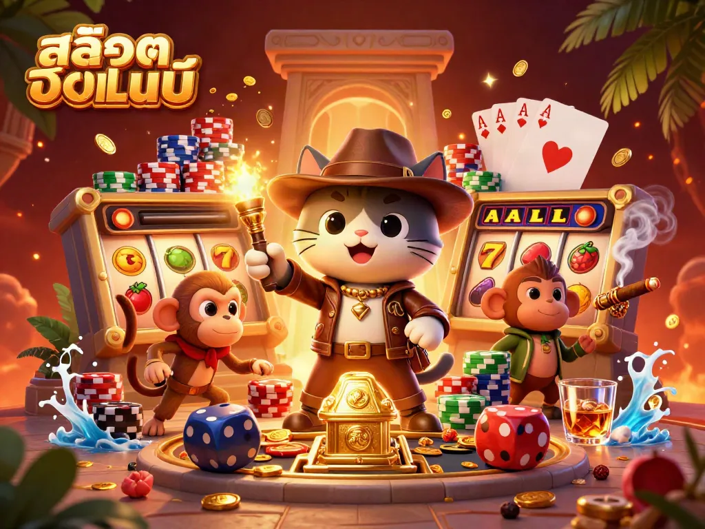 เกมสล็อตออนไลน์กับการผจญภัยของแมวและลิงในคาสิโน