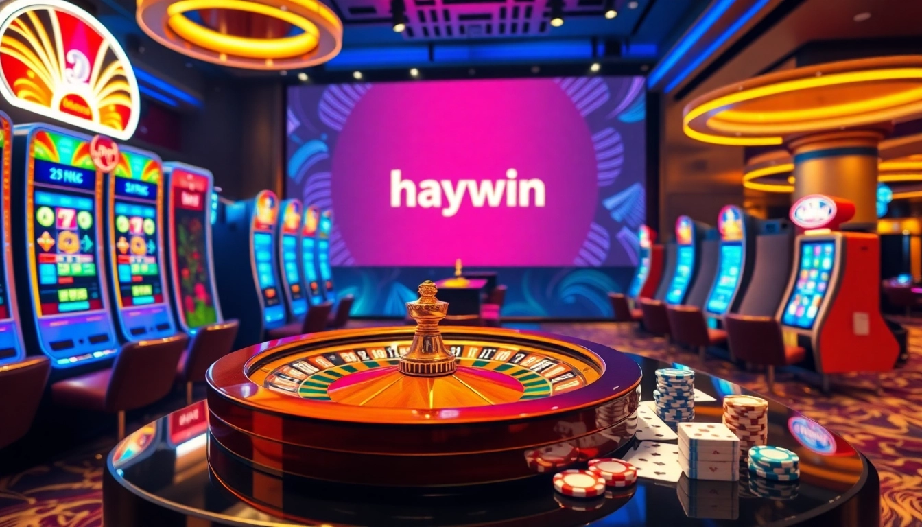 Engage in thrilling gambling with the app haywin amidst a luxurious casino scene.