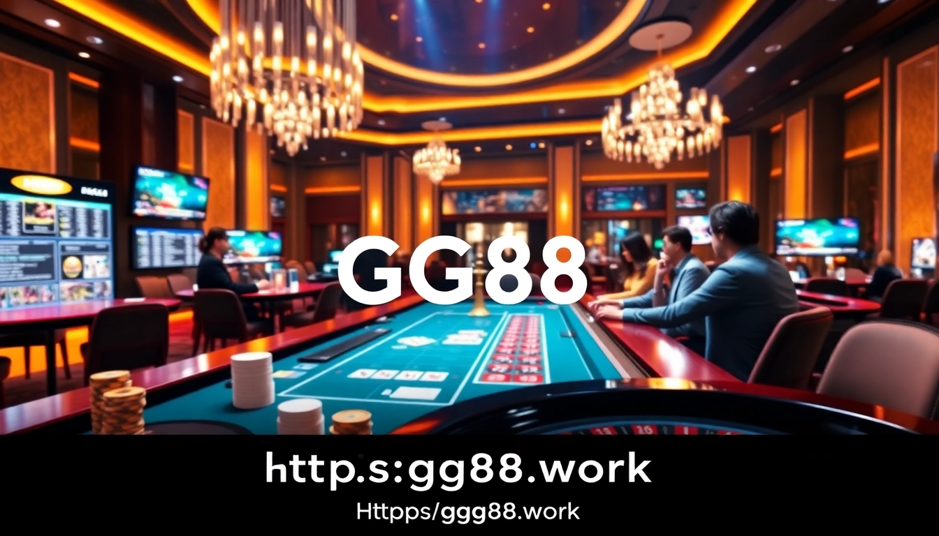 A thrilling online gambling scene showcasing players at a vibrant casino table linked to https://gg88.work/.
