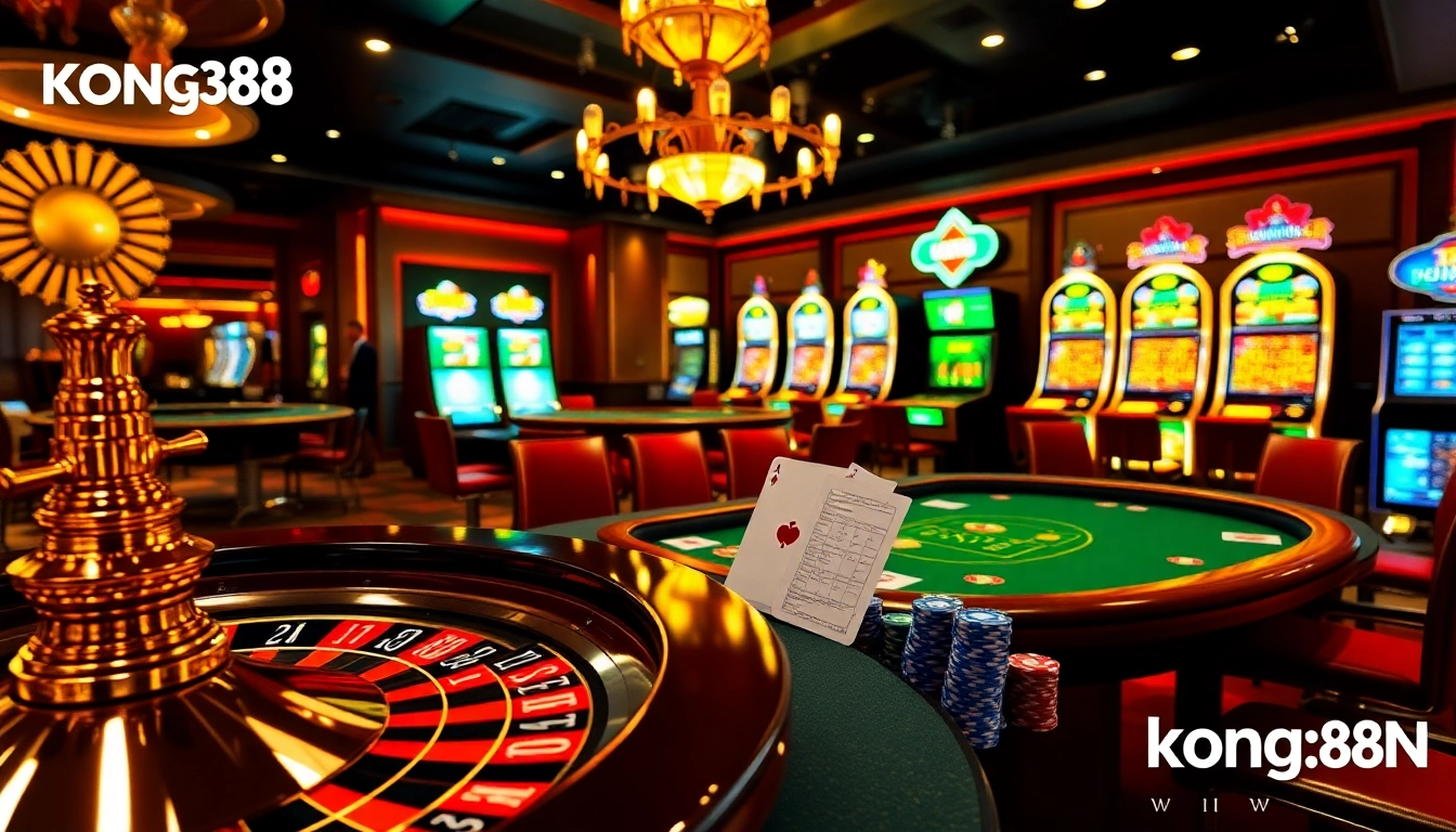 Experience the excitement of high-stakes gaming at https://kong88.win with vibrant roulette wheels and poker tables.