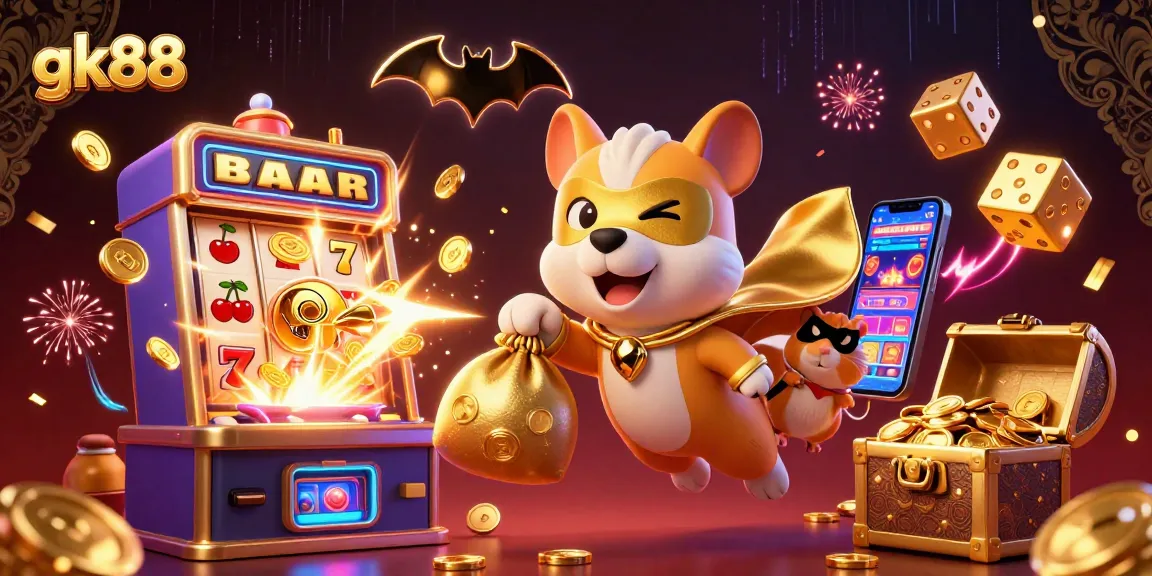 gk88 offers thrilling jackpot action featuring a superhero dog and vibrant casino elements