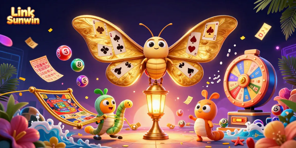 Engage in thrilling chances with Link Sunwin, featuring vibrant lottery elements and 3D casino imagery.